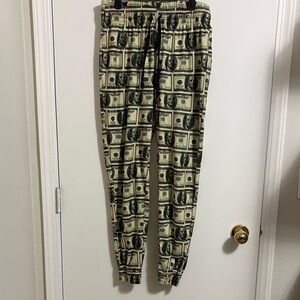 Carbon Money Patterned Joggers - Green and Cream